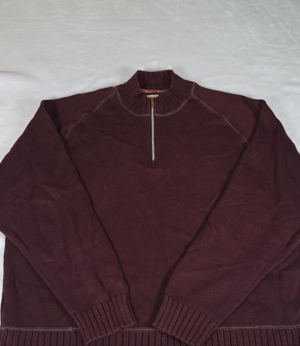 Tommy Bahama Men's Deep Wine Burgundy Half-Zip Knit Pullover Sweater XXL